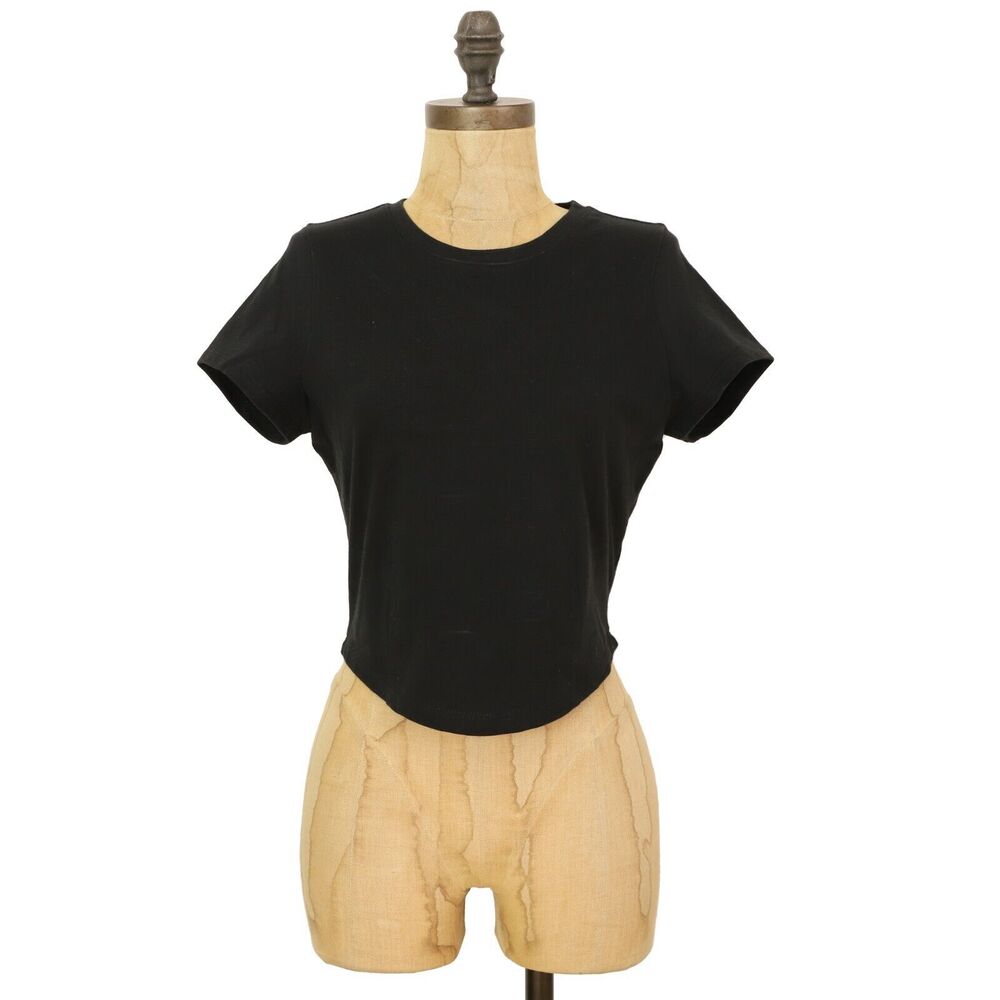 MADEWELL Heavyweight Jersey Crewneck Tee Size XS Black Crop Top Knit NWT B88